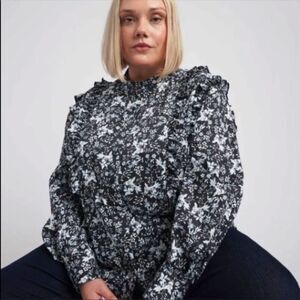 NWT Erdem X Universal Standard Kalina Long Sleeve Floral Ruffle Shirt    